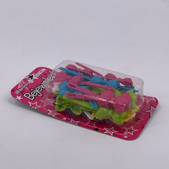 30 Vintage Plastic Barrettes Bejeweled brand W320774BA Colorful Retro NOS NEW - Picture 6 of 7